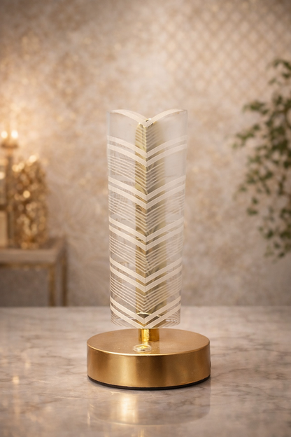 Creative Table Lamp – Modern Frosted Glass Bedside Lamp with Gold Base