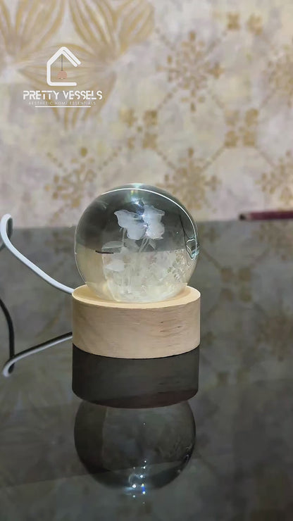 Crystal Rose Lamp — Aesthetic Crystal Ball Lamp for Bedroom & Room Decor
